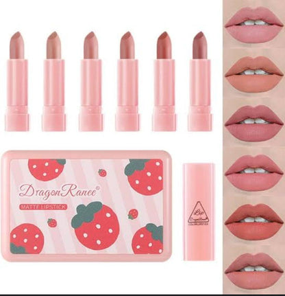 6 Pcs Matte Finish Lipstick Collection in Bold Cool Undertones